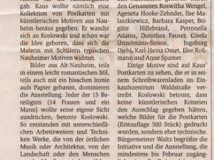 Artikel im Rüsselsheimer Echo zur Ausstellung im Rathaus Nauheim 2006