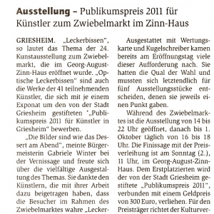 Artikel im Echo Zwiebelmarkt 2011
