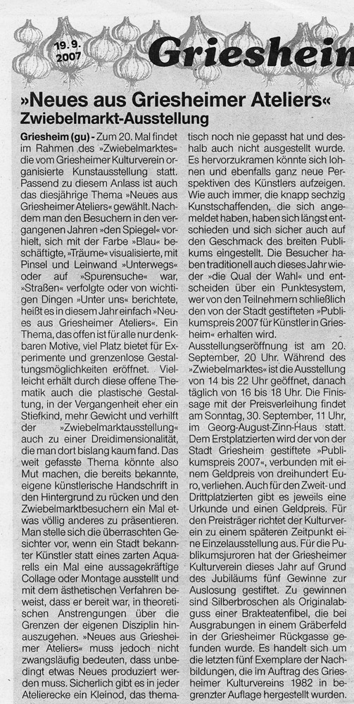 Artikel Griesheimer Woche Zwiebelmarkt 2007 2